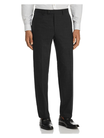 MICHAEL KORS Mens Gray Flat Front, Straight Leg Windowpane Plaid Classic Fit Pants W30/ L32