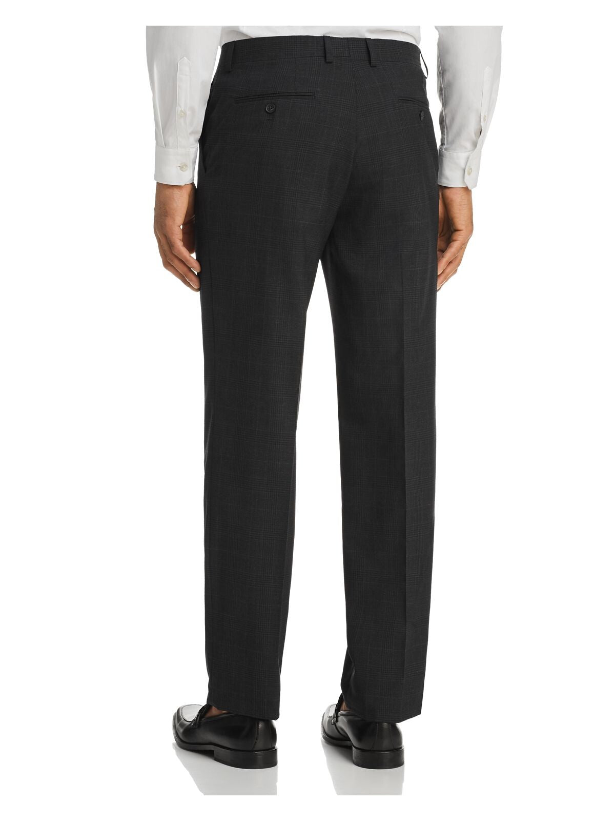 MICHAEL KORS Mens Gray Flat Front, Straight Leg Windowpane Plaid Classic Fit Pants 32W/ 32L