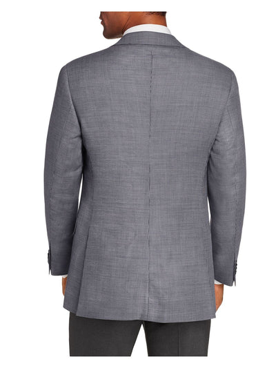 MICHAEL KORS Mens Sharkskin Gray Single Breasted, Classic Fit Wool Blend Blazer 42L