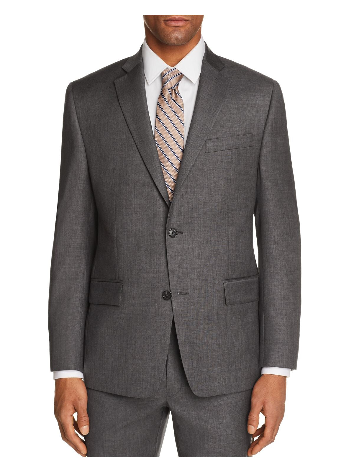 MICHAEL KORS Mens Sharkskin Gray Single Breasted, Classic Fit Wool Blend Blazer 36R