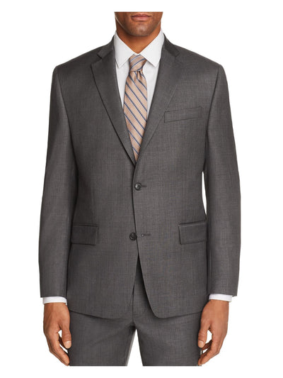 MICHAEL KORS Mens Sharkskin Gray Single Breasted, Classic Fit Wool Blend Blazer 46R