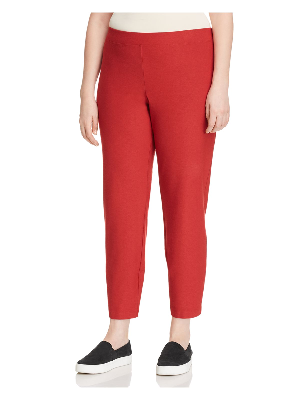 EILEEN FISHER Womens Red Textured Elastic Waist Pull-on Straight leg Pants Plus 1X