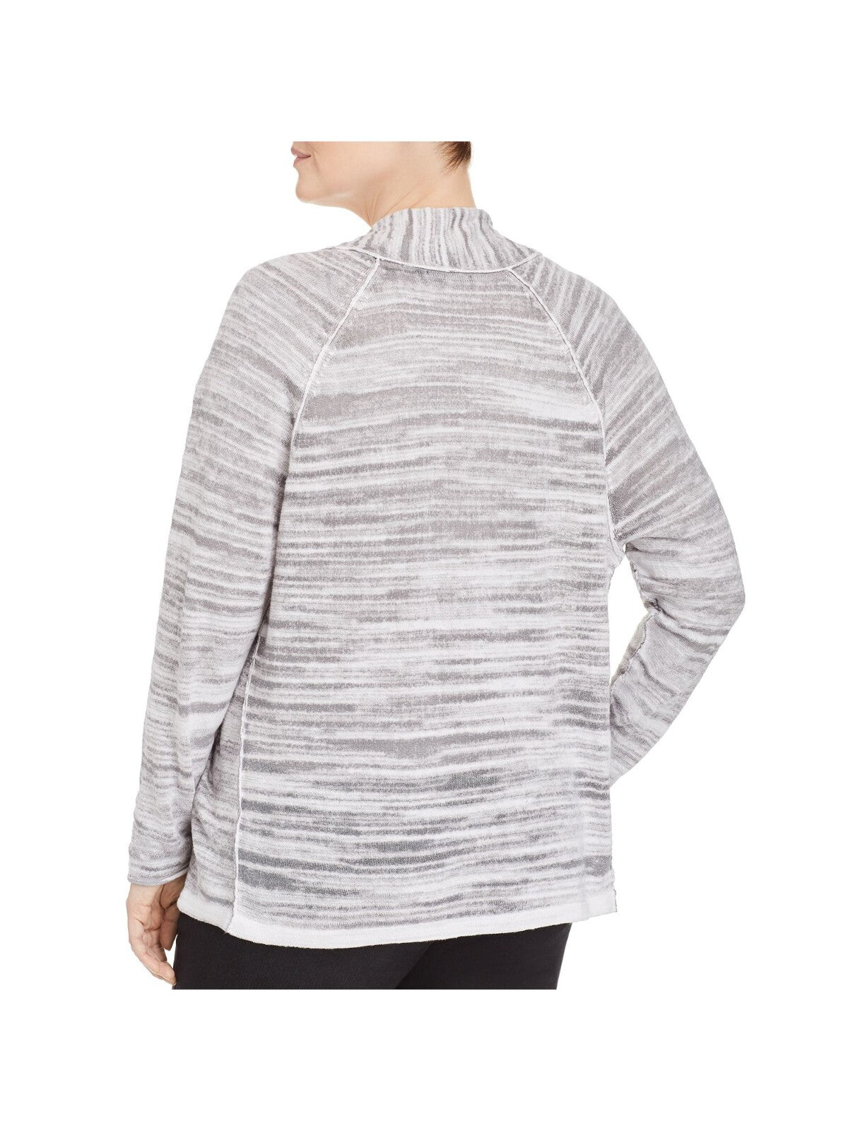NIC+ZOE Womens Gray Long Sleeve Open Front Wear To Work Sweater 1X