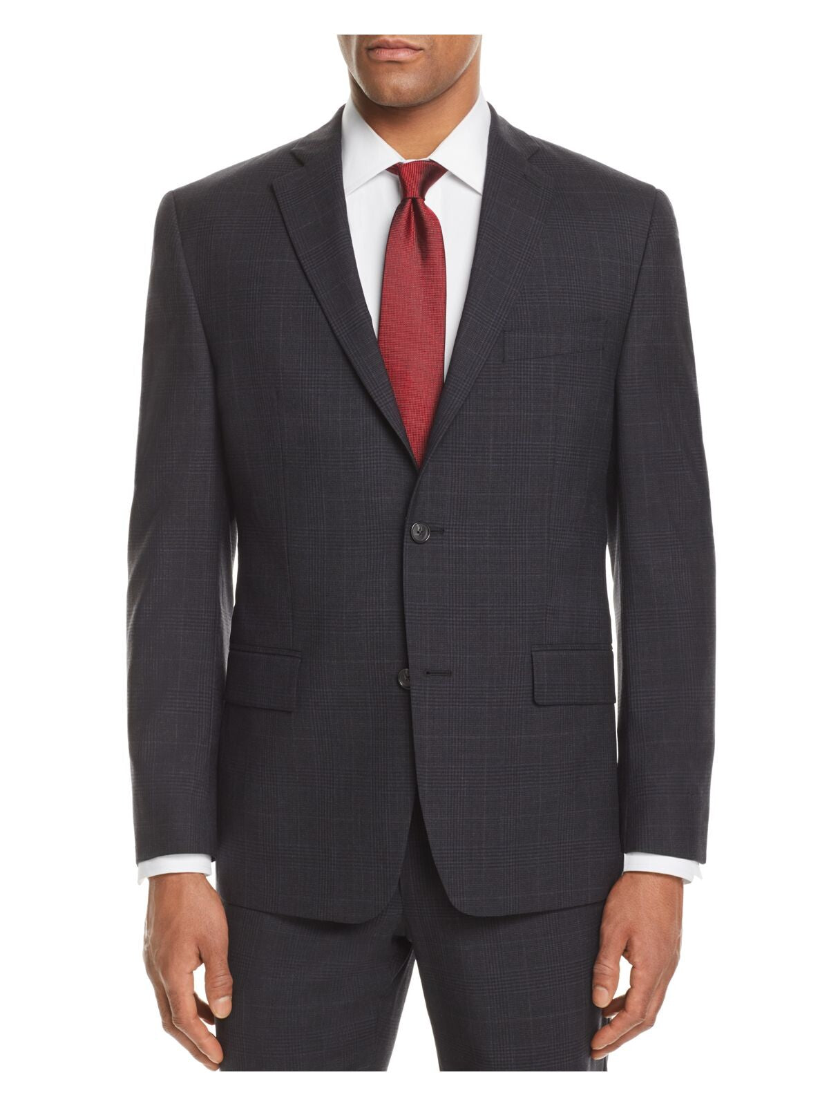 MICHAEL KORS Mens Gray Single Breasted, Stretch, Windowpane Plaid Classic Fit Stretch Suit Separate Blazer Jacket 40L