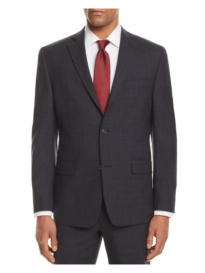 MICHAEL KORS Mens Gray Single Breasted, Stretch, Windowpane Plaid Classic Fit Stretch Suit Separate Blazer Jacket 38S