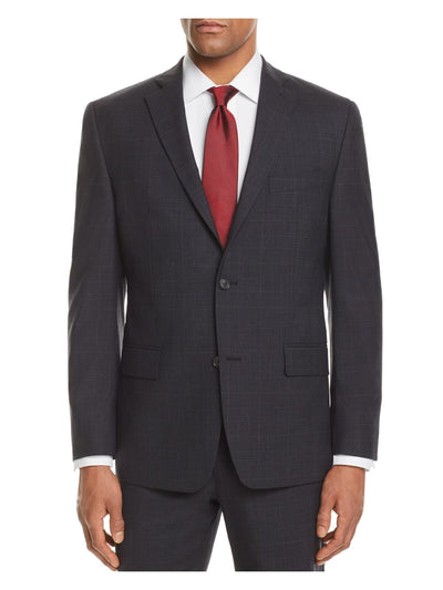 MICHAEL KORS Mens Gray Single Breasted, Stretch, Windowpane Plaid Classic Fit Stretch Suit Separate Blazer Jacket 48R