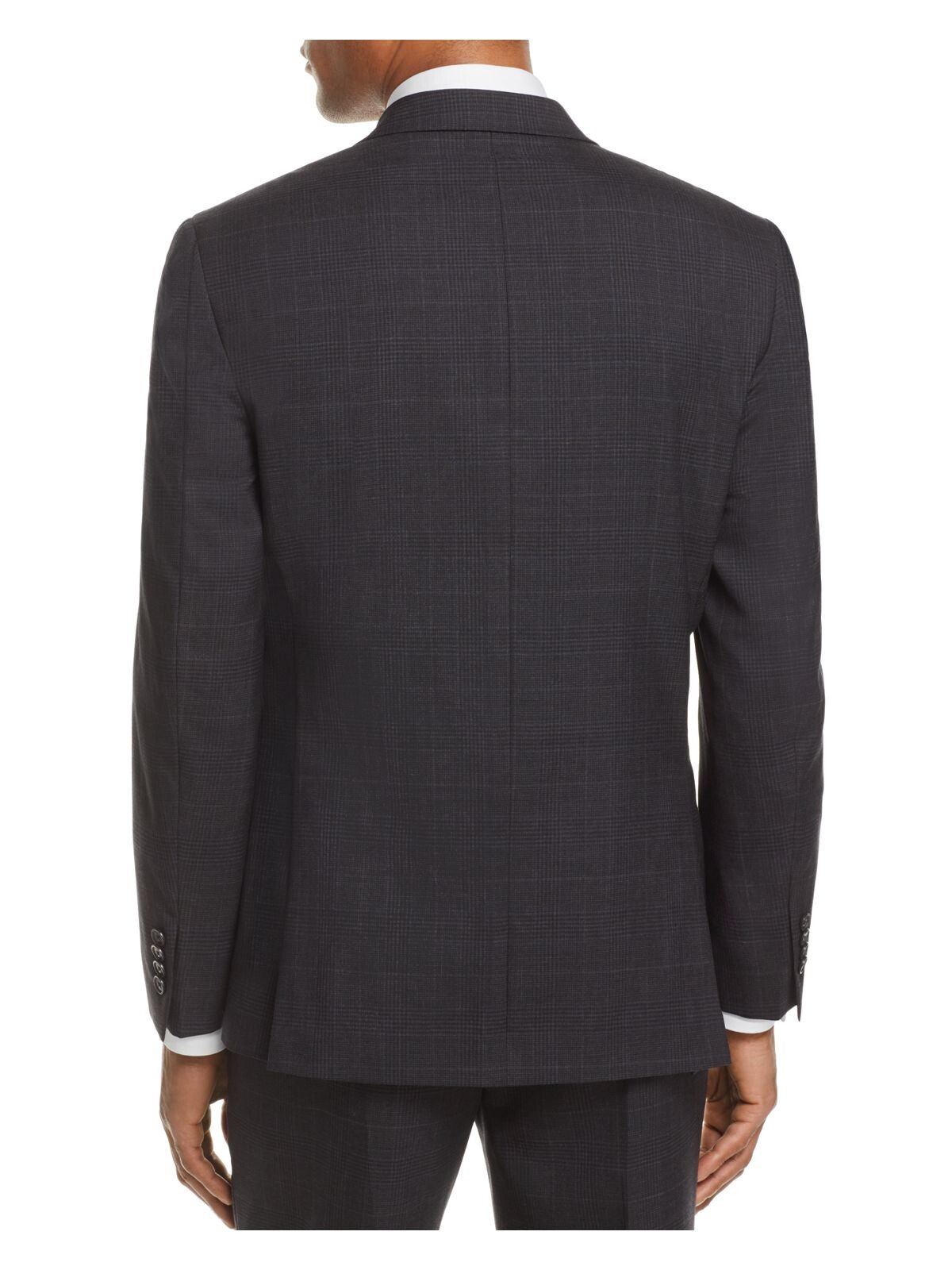 MICHAEL KORS Mens Gray Single Breasted, Stretch, Windowpane Plaid Classic Fit Stretch Suit Separate Blazer Jacket 38R