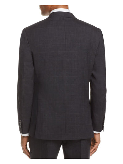 MICHAEL KORS Mens Gray Single Breasted, Stretch, Windowpane Plaid Classic Fit Stretch Suit Separate Blazer Jacket 48R