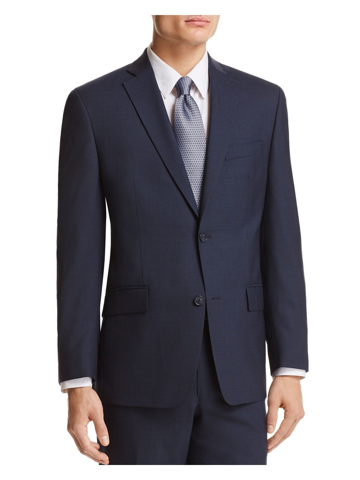 MICHAEL KORS Mens Navy Single Breasted, Stretch, Classic Fit Wool Blend Suit Separate Blazer Jacket 46R