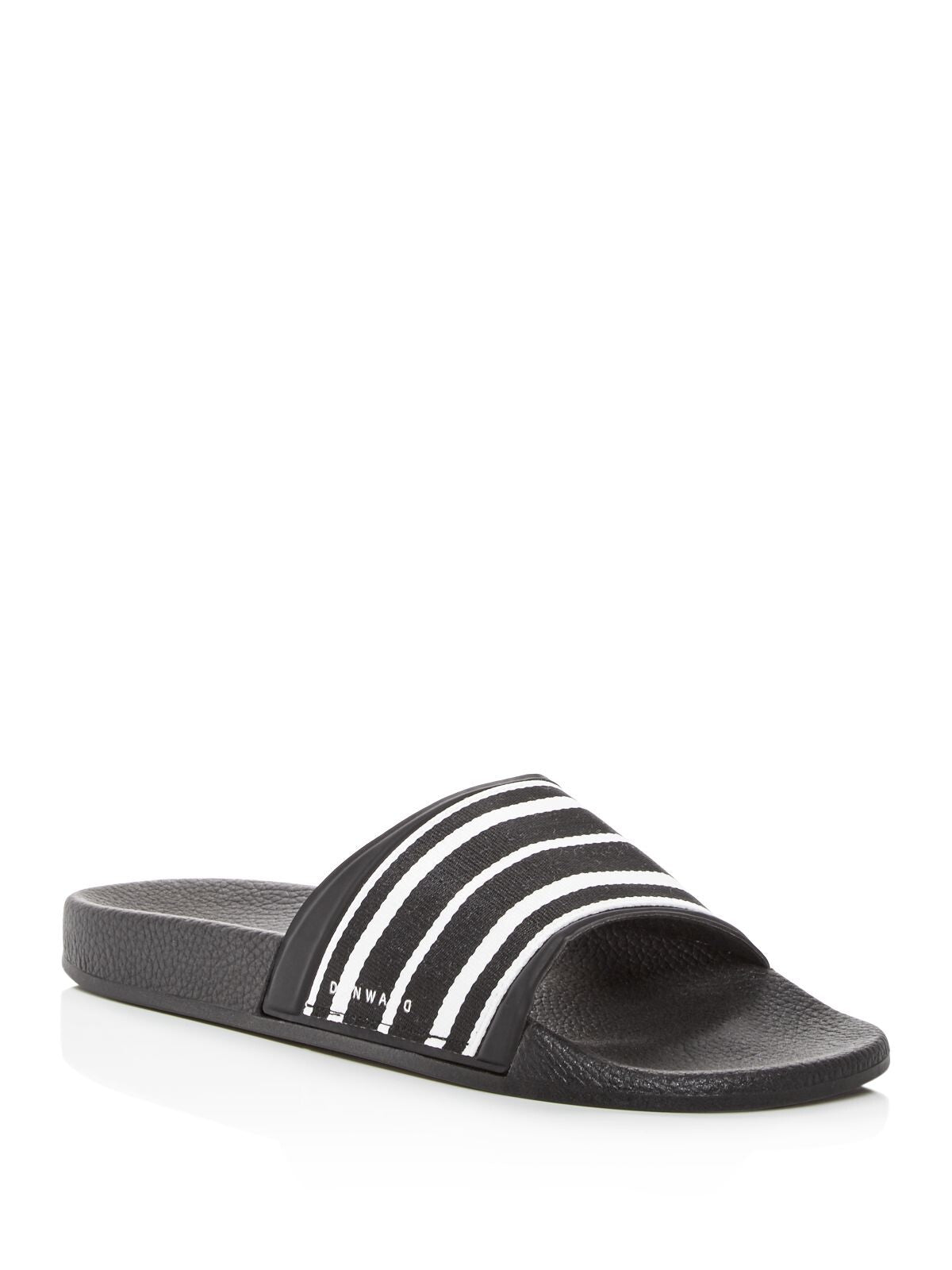 DAN WARD Mens Black Striped Comfort Round Toe Platform Slip On Slide Sandals Shoes 42