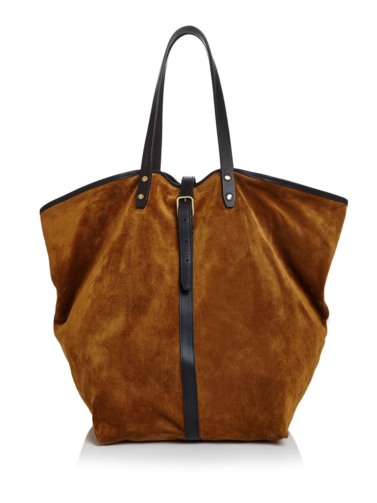 CREATURES OF COMFORT Women's Brown Suede Double Flat Strap Tote Handbag Purse
