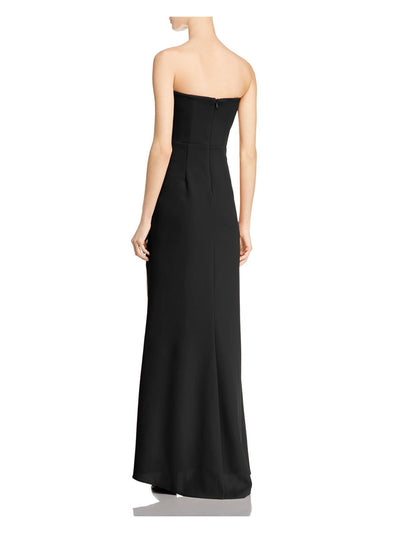 AQUA DRESSES Womens Black Slitted Sleeveless Off Shoulder Maxi Formal Sheath Dress 4