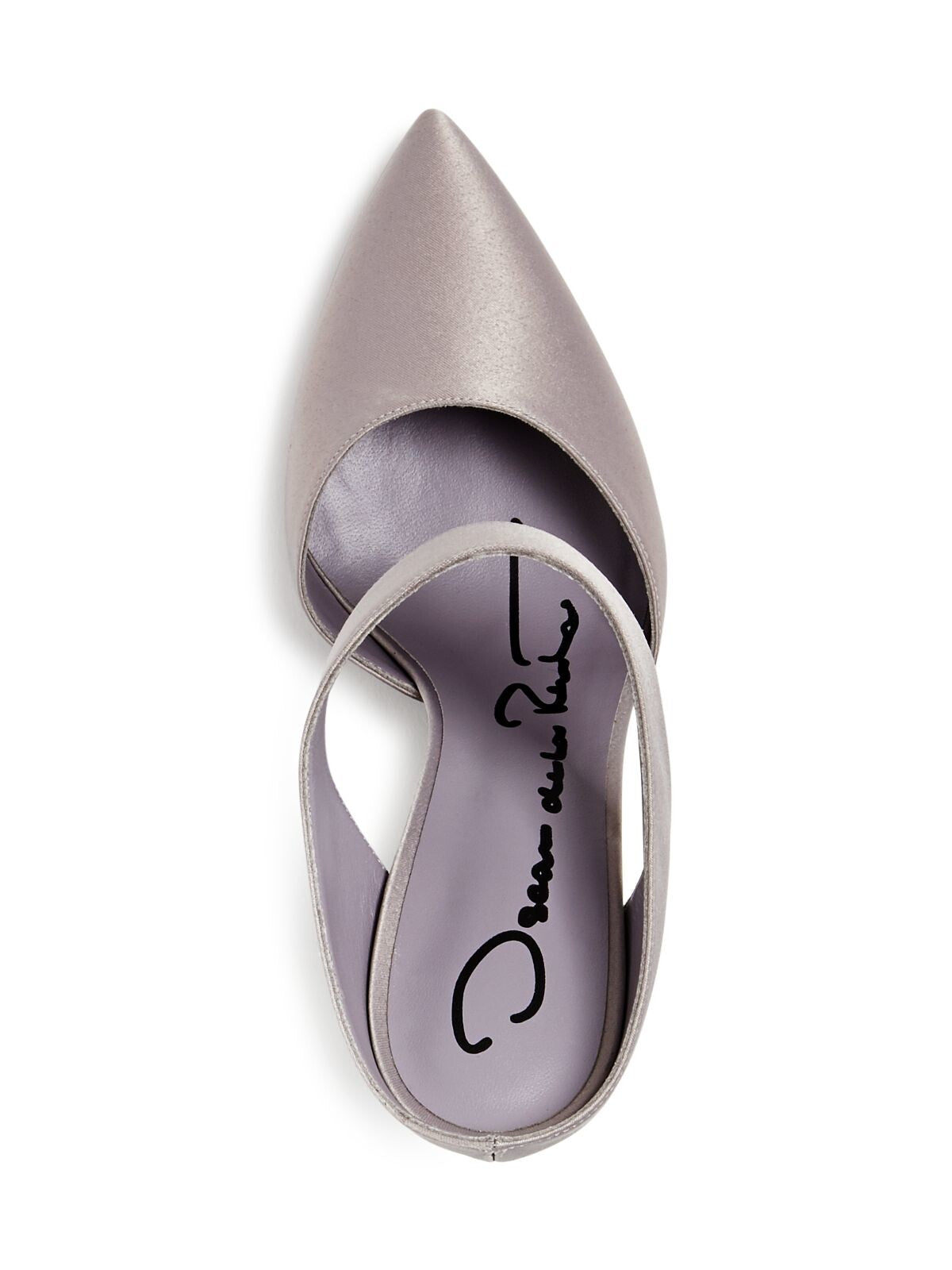 OSCAR DE LA RENTA Womens Gray Cutout Open Back Shoe Padded Pointed Toe Stiletto Slip On Dress Heeled Mules Shoes