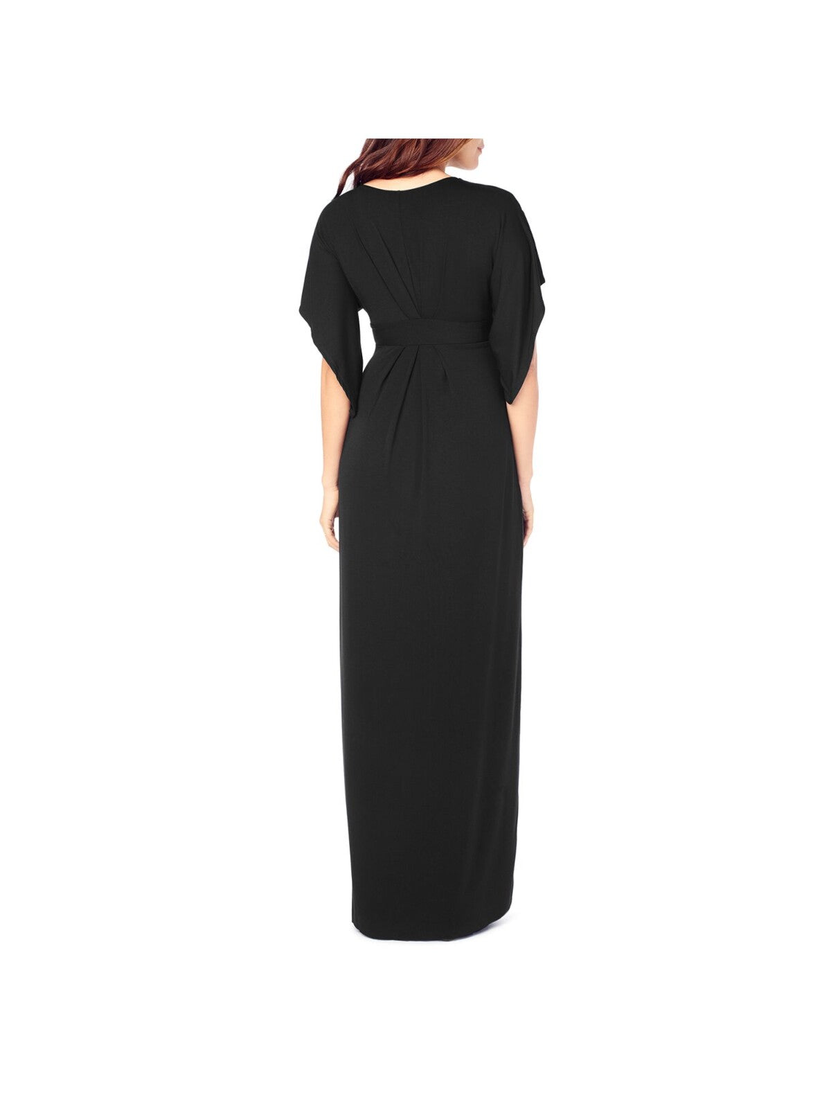 INGRID & ISABEL Womens Black Stretch Elbow Sleeve V Neck Maxi Shift Dress XS