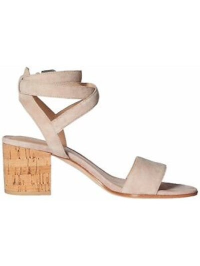 POUR LA VICTOIRE Womens Beige Strappy Amana Round Toe Block Heel Buckle Leather Dress Slingback Sandal 8