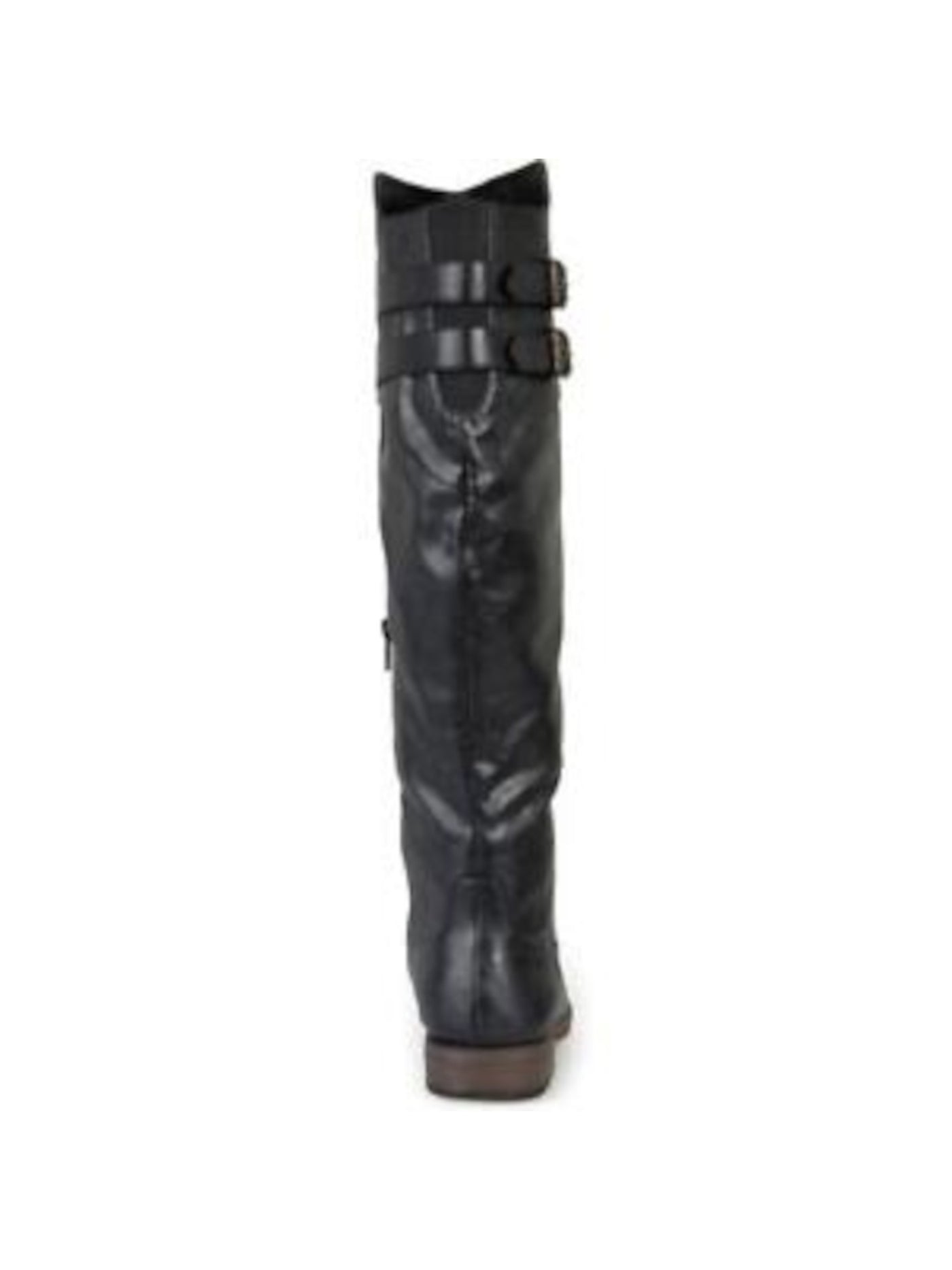 JOURNEE COLLECTION Womens Black Contrasting Outsole Buckle Accent Stretch Tori Round Toe Zip-Up Riding Boot 6.5