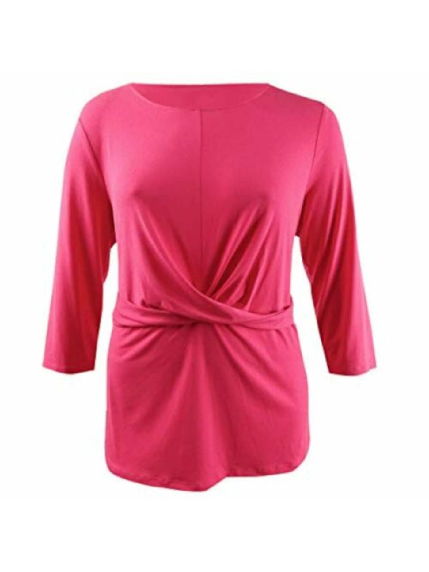 ALFANI Womens Pink Twist Front 3/4 Sleeve Scoop Neck Top Size: S