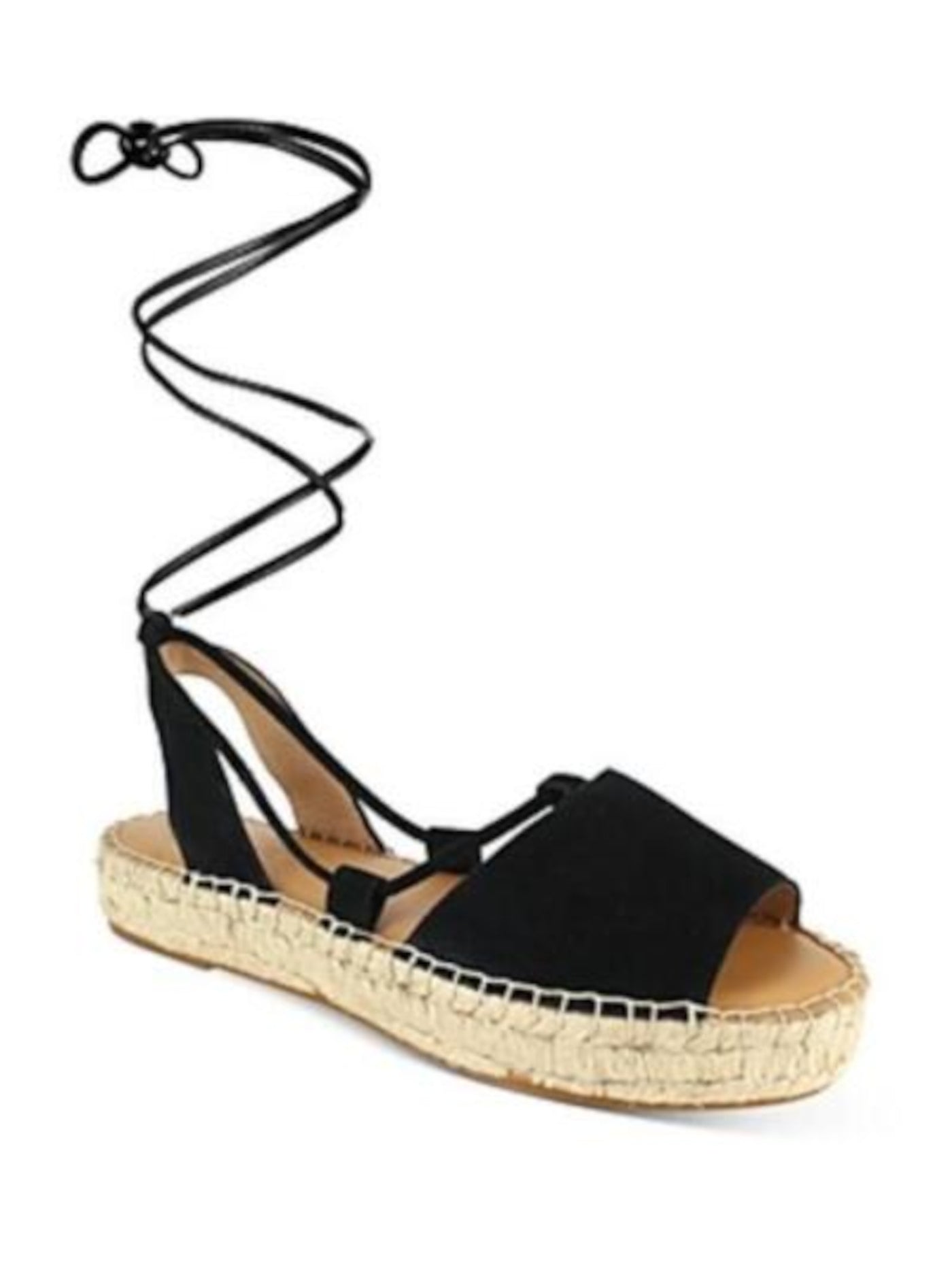 SPLENDID Womens Black Strappy Meredith Round Toe Platform Lace-Up Leather Espadrille Shoes 11 M