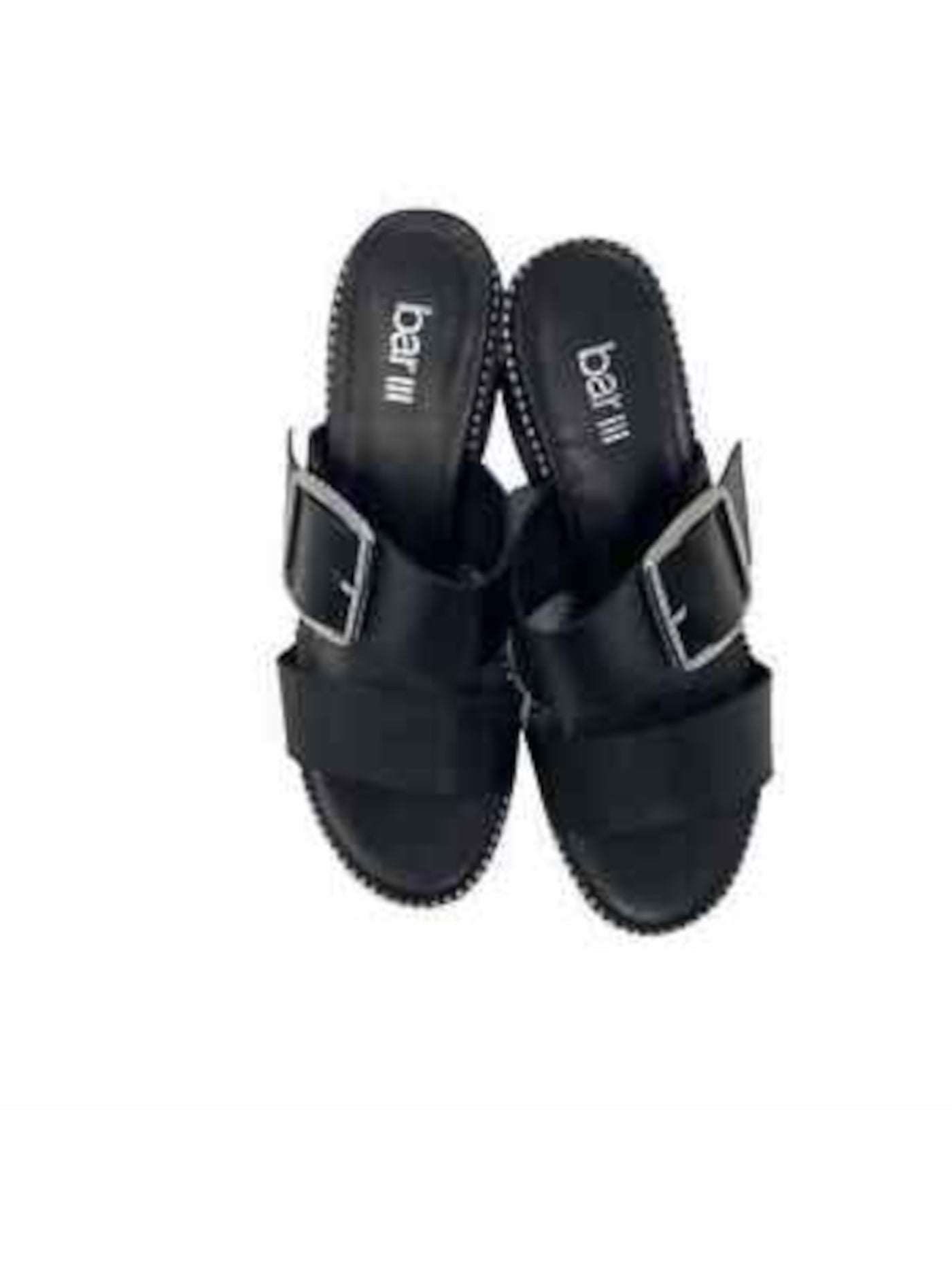 BAR III Womens Black Ball Chain Trim Padded Reena Almond Toe Block Heel Buckle Sandals Shoes 9 M
