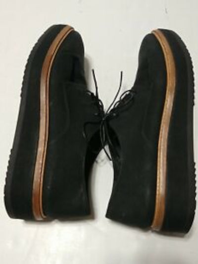 VINCE. Womens Black Padded Treaded Tanner Round Toe Wedge Lace-Up Leather Oxford Shoes 8 M