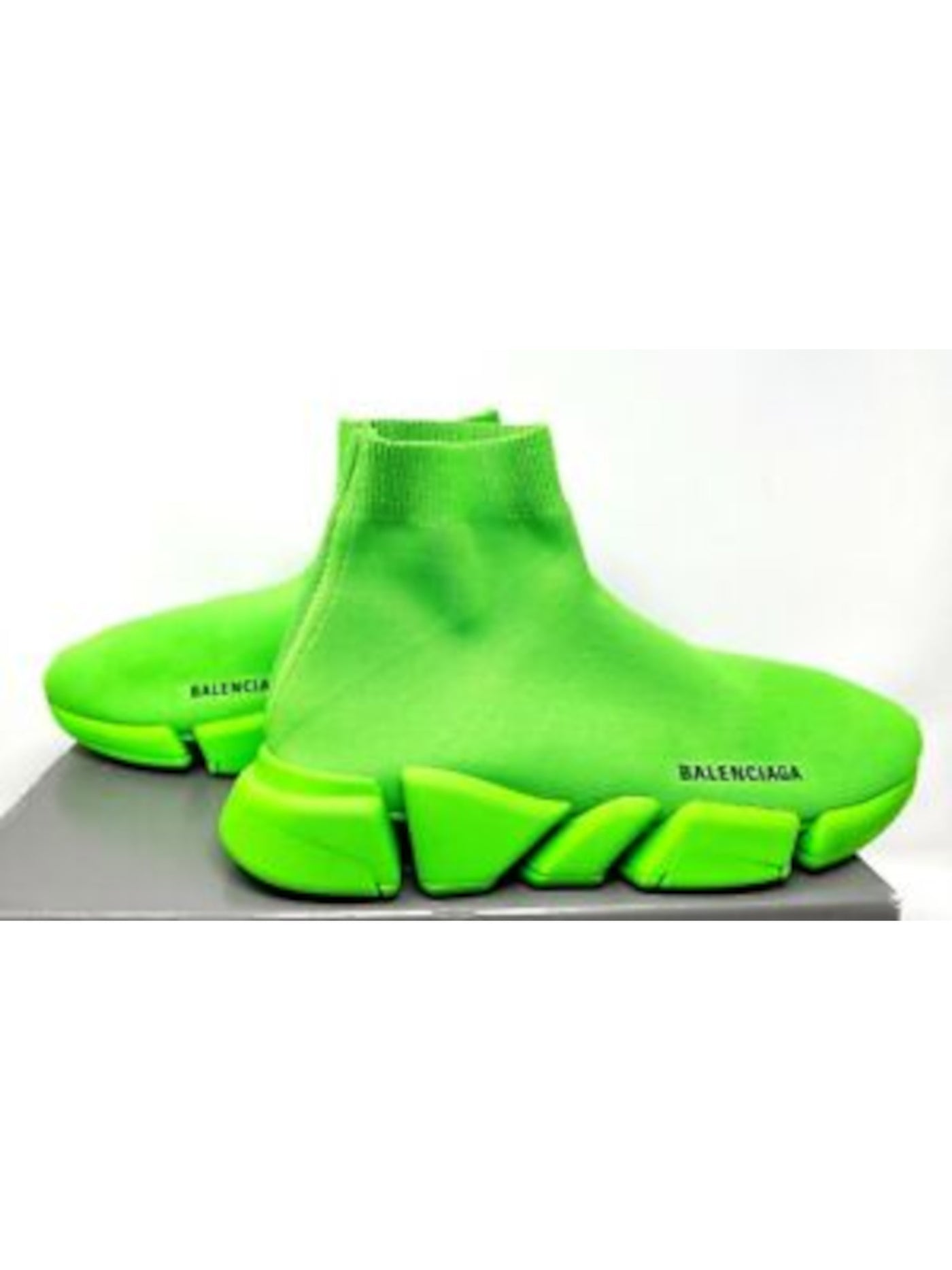 BALENCIAGA Mens Green Logo Stretch Comfort Speed 2.0 Round Toe Slip On Athletic Sneakers Shoes 13