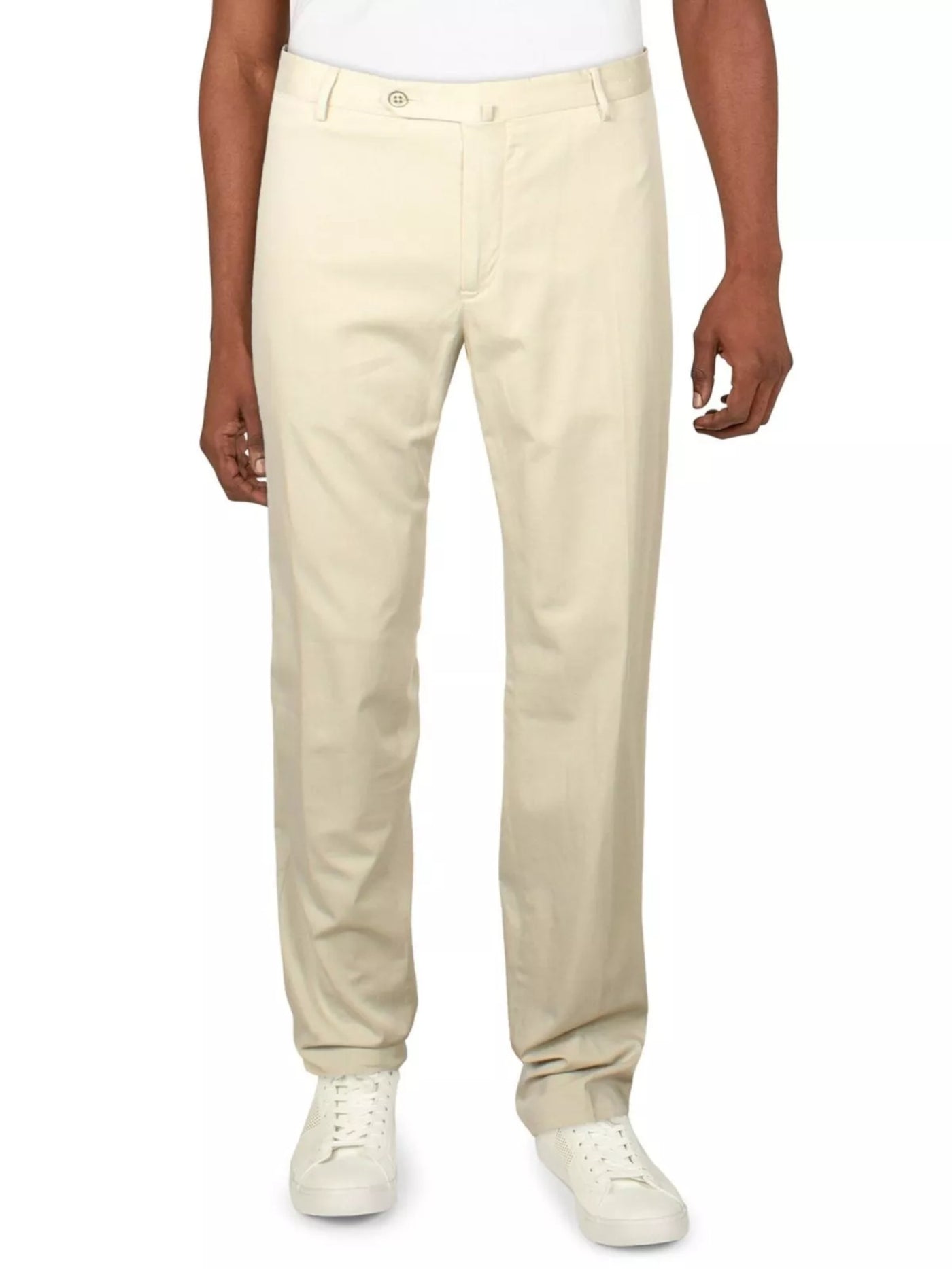 TORIN OPIFICIO Mens Beige Flat Front, Straight Leg Classic Fit Chino Pants 56W\37L