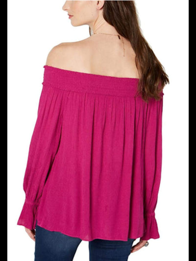 INC Womens Pink Long Sleeve Strapless Top M