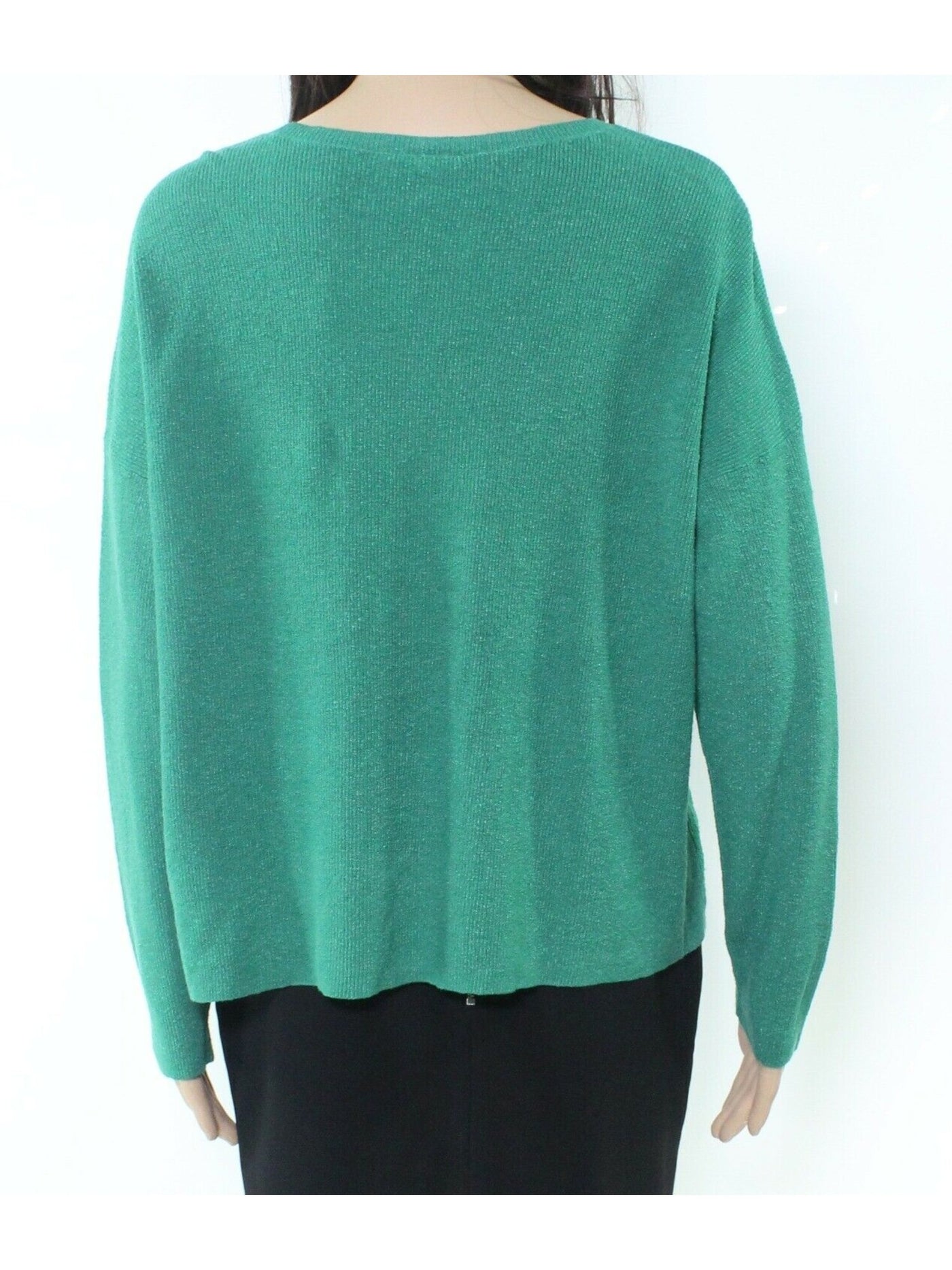 EILEEN FISHER Womens Green Long Sleeve Crew Neck Sweater Petites S