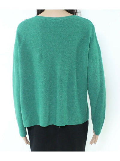 EILEEN FISHER Womens Green Long Sleeve Crew Neck Sweater L