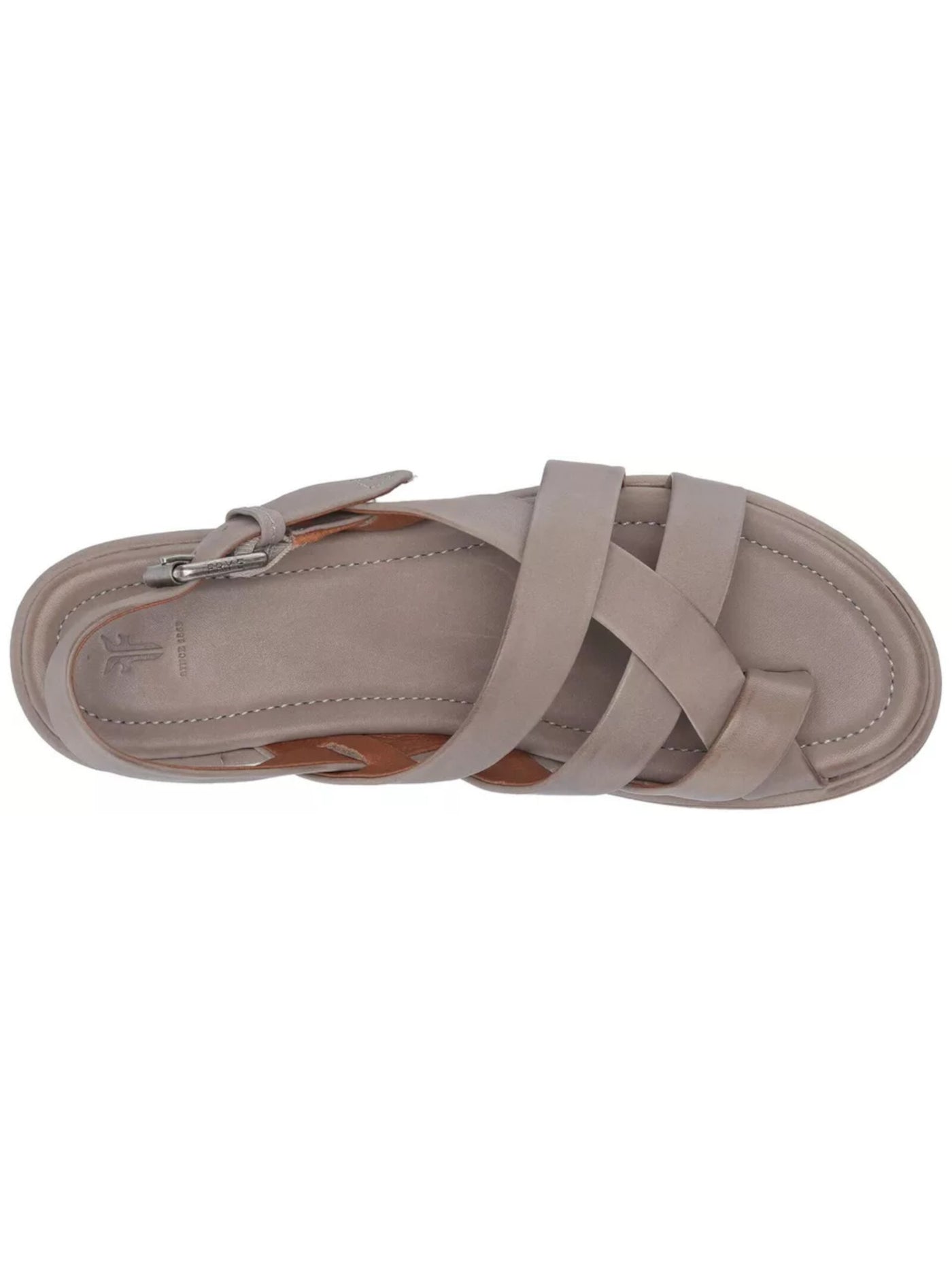 FRYE Womens Gray Toe Strap Goring Padded Tait Softy Almond Toe Buckle Leather Slingback Sandal 8 M