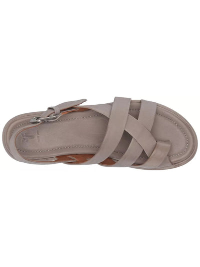 FRYE Womens Gray Toe Strap Goring Padded Tait Softy Almond Toe Buckle Leather Slingback Sandal 8 M