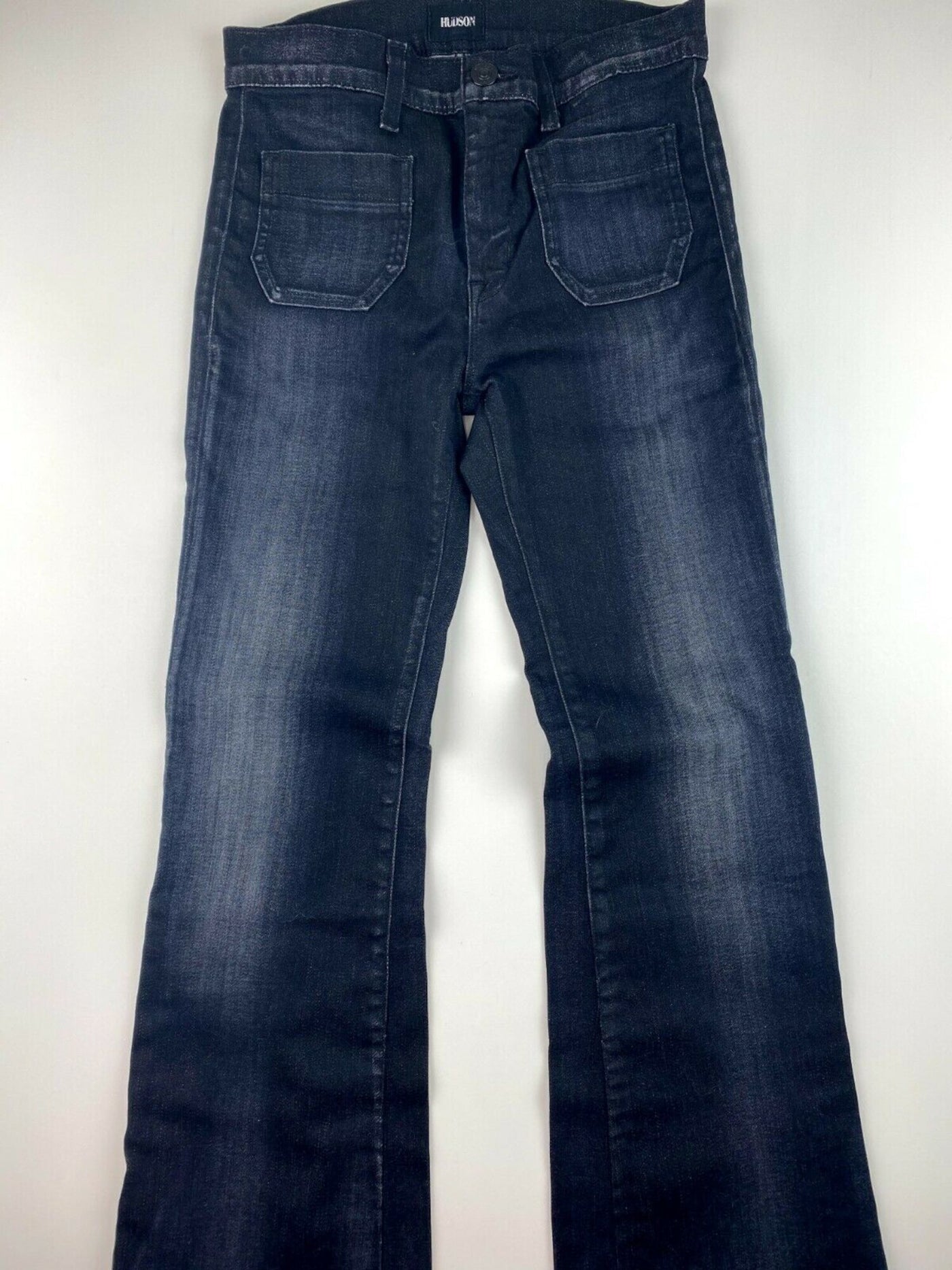 HUDSON Womens Blue Pocketed Zippered Wide Leg Jeans Size: 23