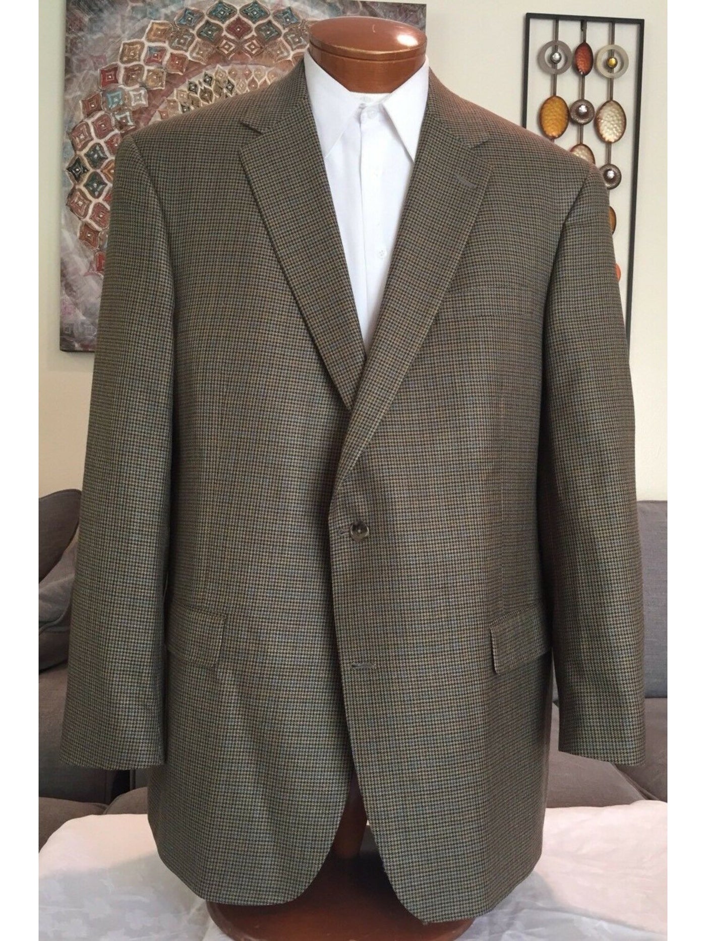 HART SCHAFFNER MARX Mens Brown Single Breasted, Stretch Blazer Jacket 40R