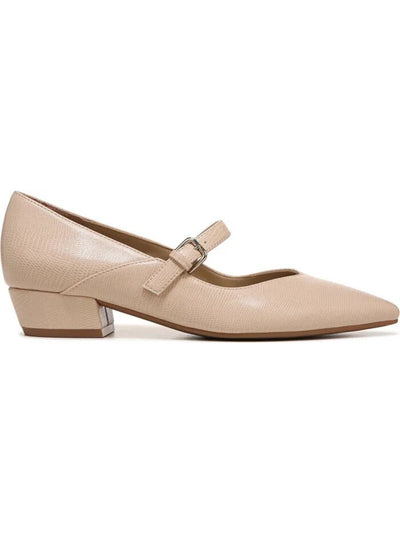 NATURALIZER Womens Beige Snake Embossed Padded Non-Slip Florencia Pointed Toe Block Heel Buckle Mary Jane 8.5 W