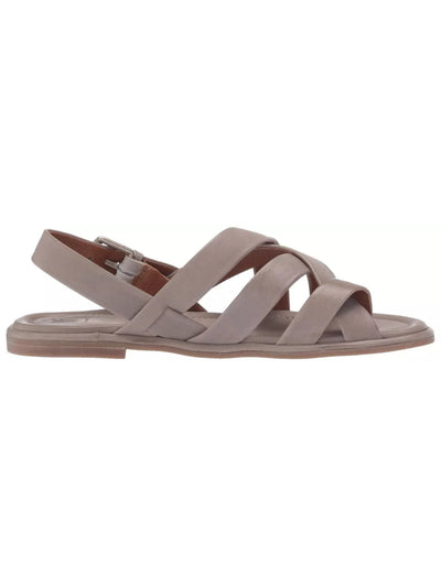 FRYE Womens Gray Toe Strap Goring Padded Tait Softy Almond Toe Buckle Leather Slingback Sandal 8 M