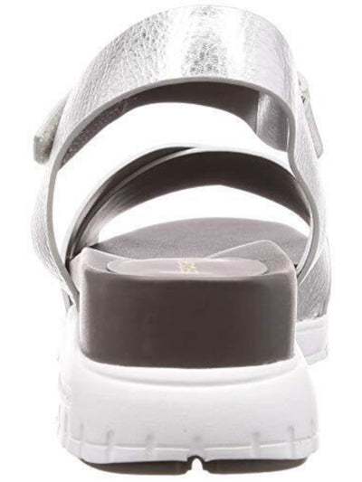 COLE HAAN Womens Silver Ankle Strap Padded Zerogrand Ii Round Toe Leather Slingback Sandal 6 B