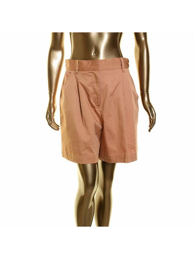 DANIELLE BERNSTEIN Womens Brown Pleated High Waist Shorts 8