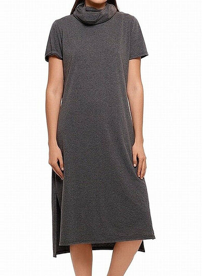 BAM BY BETSY & ADAM Womens Gray Stretch Short Sleeve Midi Shift Dress M