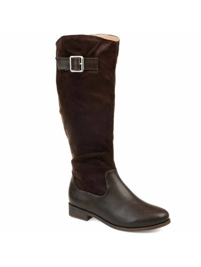 JOURNEE COLLECTION Womens Brown Buckle Accent Frenchy Round Toe Dress Boots Shoes 7.5