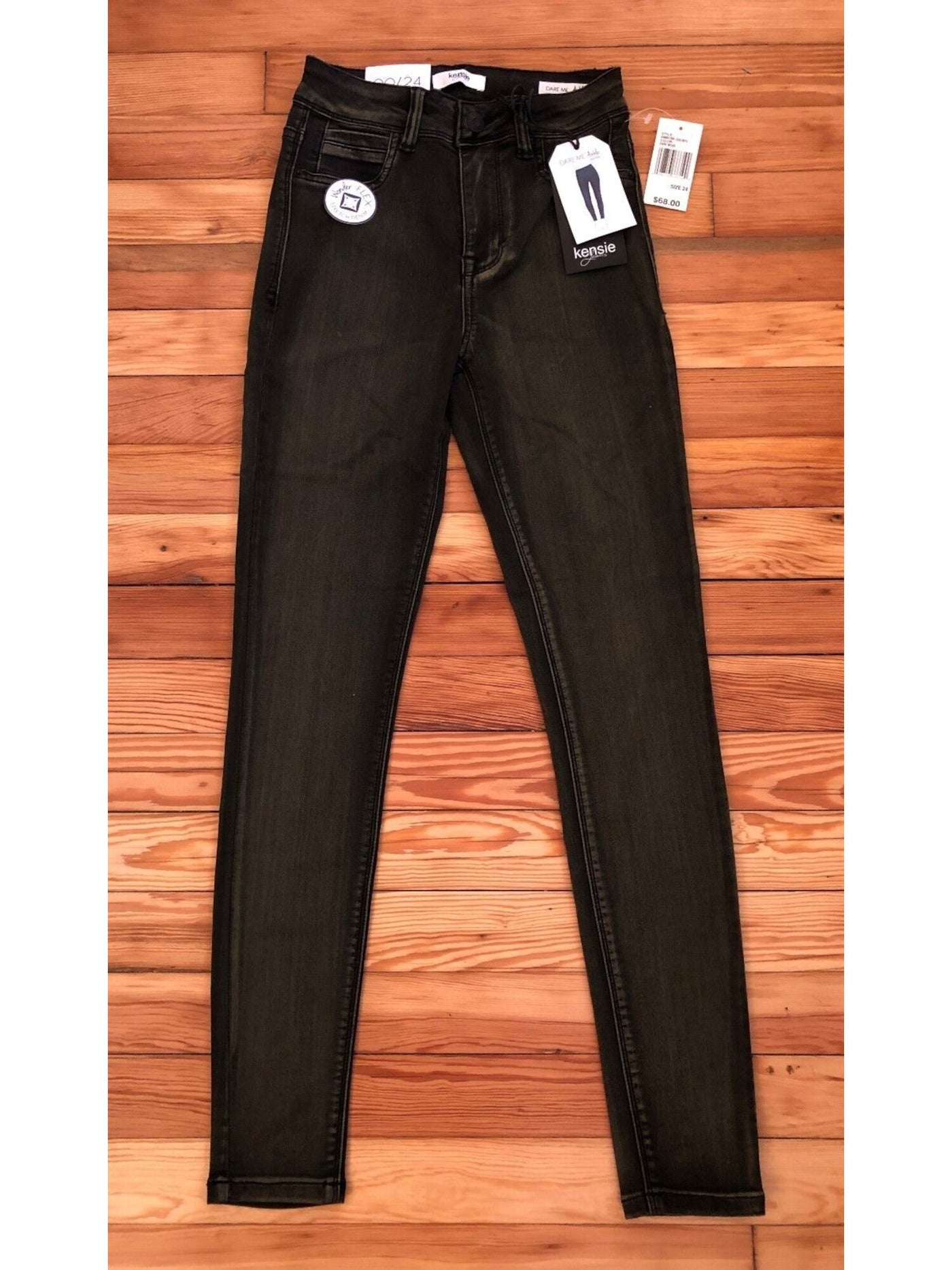 KENSIE JEANS Womens Black Stretch Zippered Pocketed Narrow Leg Above Ankle High Waist Jeans 0/25