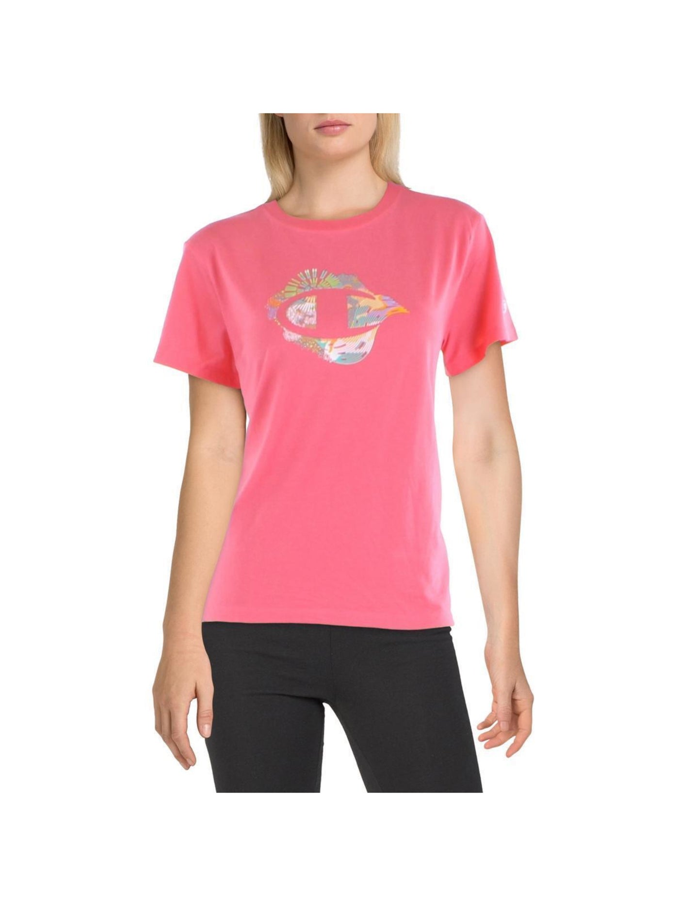 CHAMPION Womens Pink Graphic Short Sleeve Crew Neck T-Shirt S
