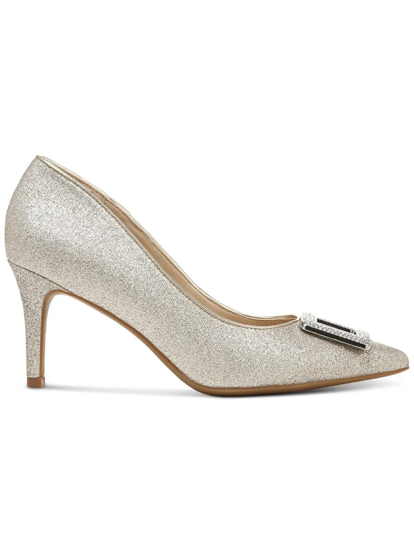 ALFANI Womens Silver Buckle Accent Jerison Pointed Toe Stiletto Slip On Dress Pumps Shoes 10.5 M