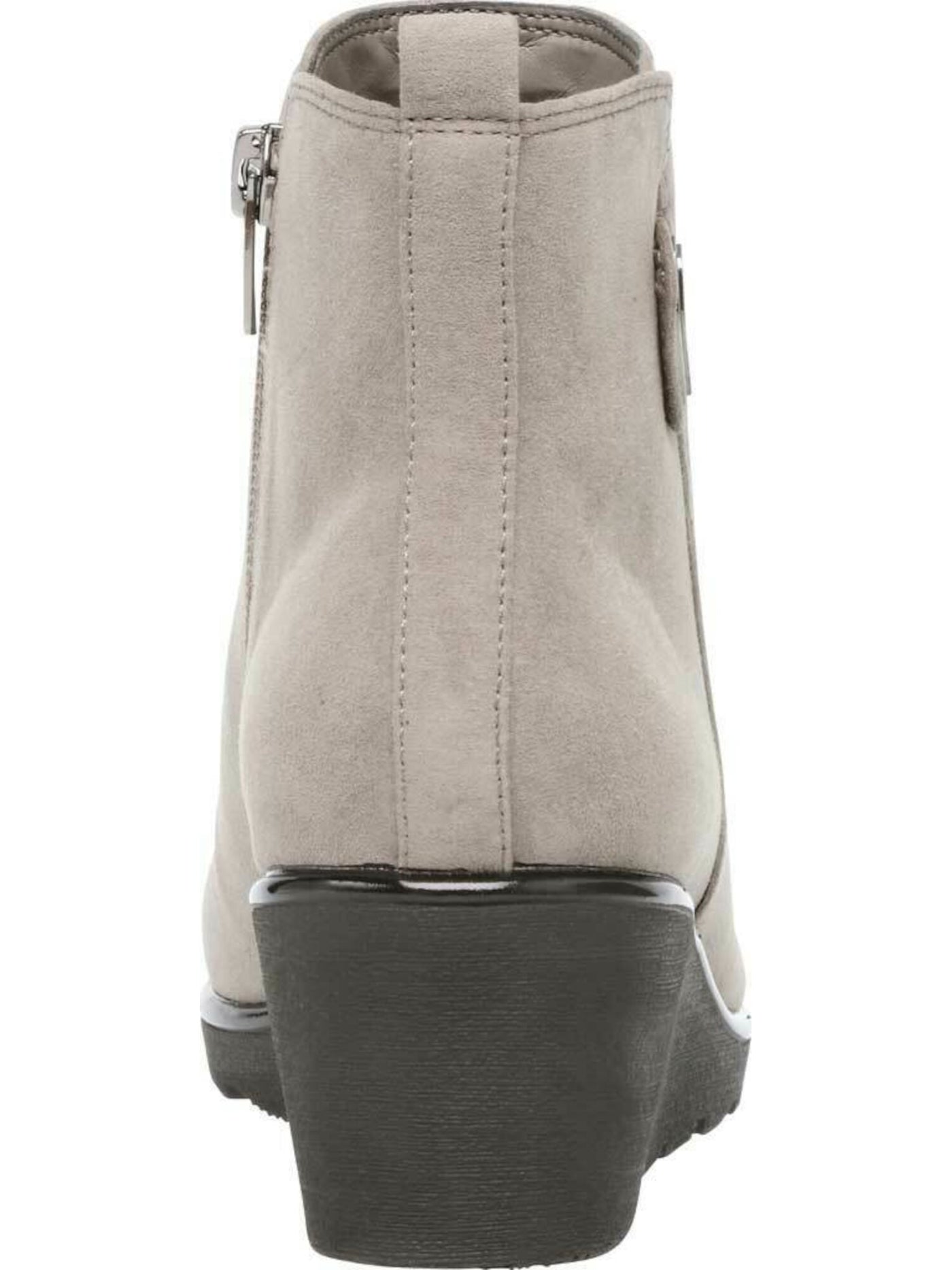 AK SPORT Womens Beige Mix Textures Water Resistant Wedge Zip-Up Booties 7.5 M