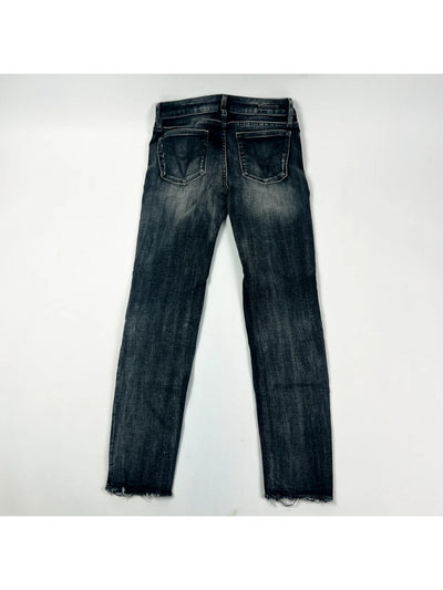 VIGOSS Womens Black Zippered Pocketed Knee Patch Belt Loops Distressed Skinny Jeans 27