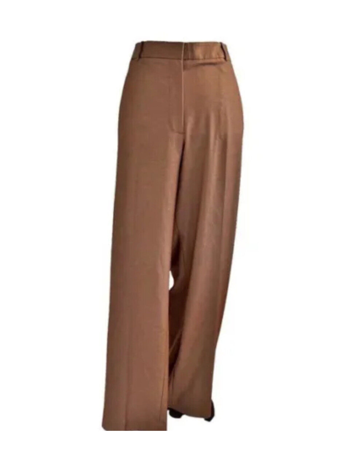 DKNY Womens Brown Zippered Pocketed Hook And Bar Closure Wear To Work Straight leg Pants 2