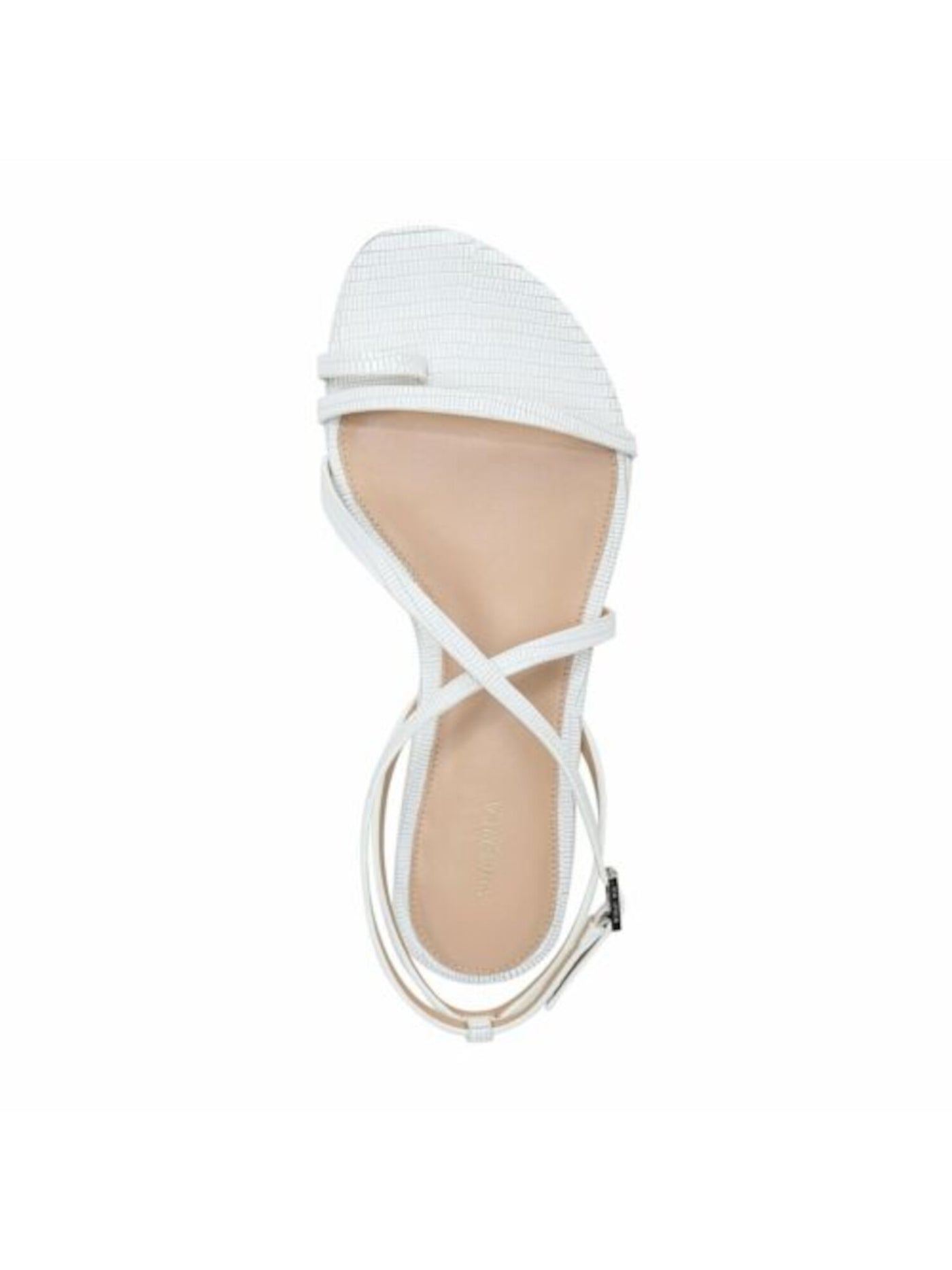 VIA SPIGA Womens White Croc Toe-Loop Strappy Padded Calandre Round Toe Buckle Leather Slingback Sandal 8 M