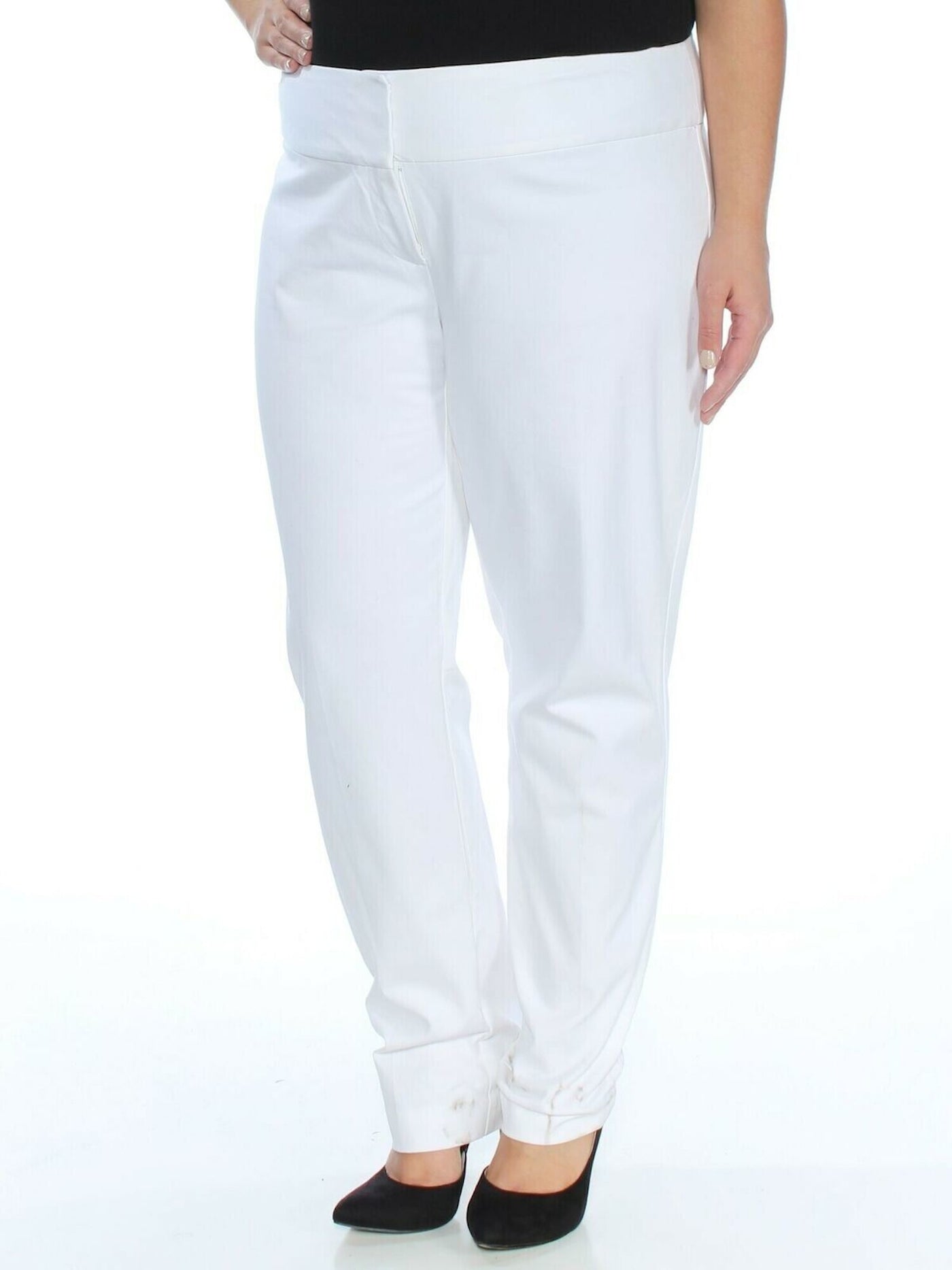 ALFANI Womens White Straight leg Casual Pants Regular Size: 16