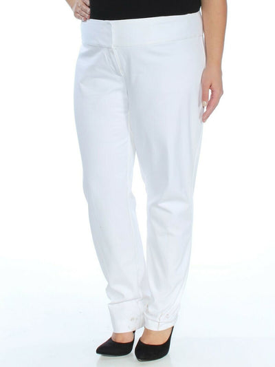 ALFANI Womens White Straight leg Casual Pants Regular Size: 16