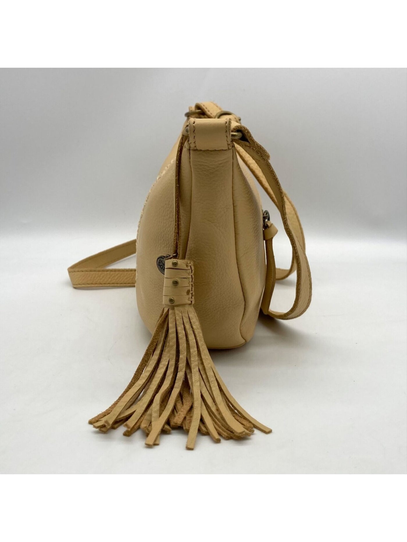 THE SAK Women's Yellow Removable Leather Tassel Crochet Detail Adjustable Strap Crossbody Handbag Purse