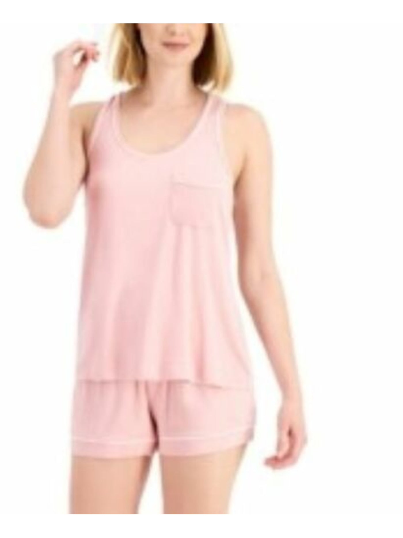 ALFANI Mens Pink Elastic Band Tank Top and Shorts Pajamas L